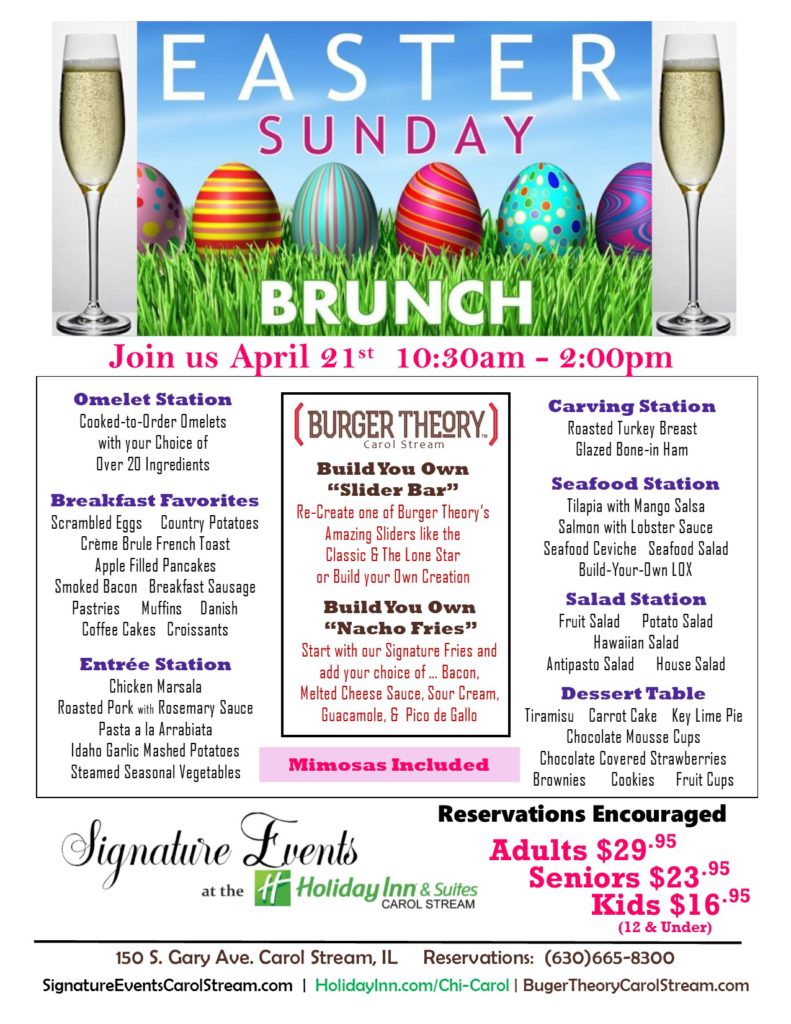 Easter Brunch at Burger Theory and Signature Events at Holiday Inn